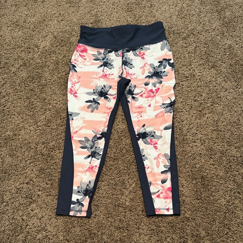 Blue & Pink Floral Leggings